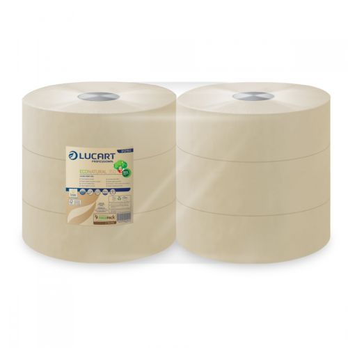 Lucart EcoNatural Jumbo-Toilettenpapier 2-lagig 350m 6 Rollen FSC