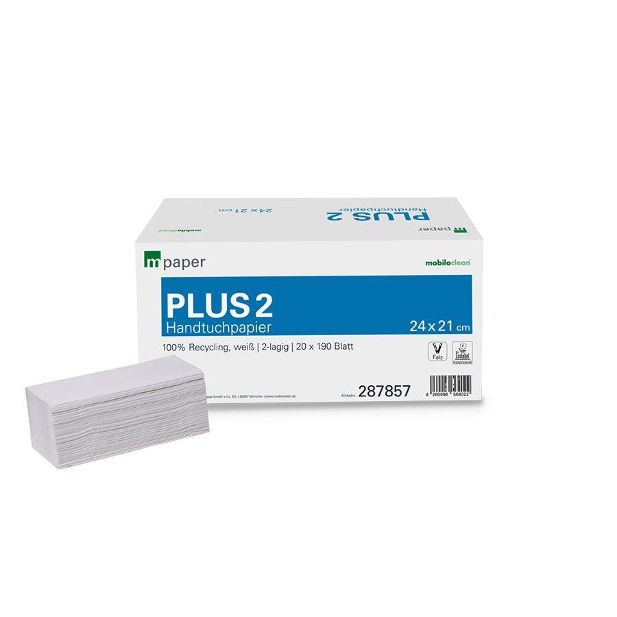 mpaper Plus Papierhandtücher 2-lagig V-Falz 24,2x21 cm 3800 Blatt