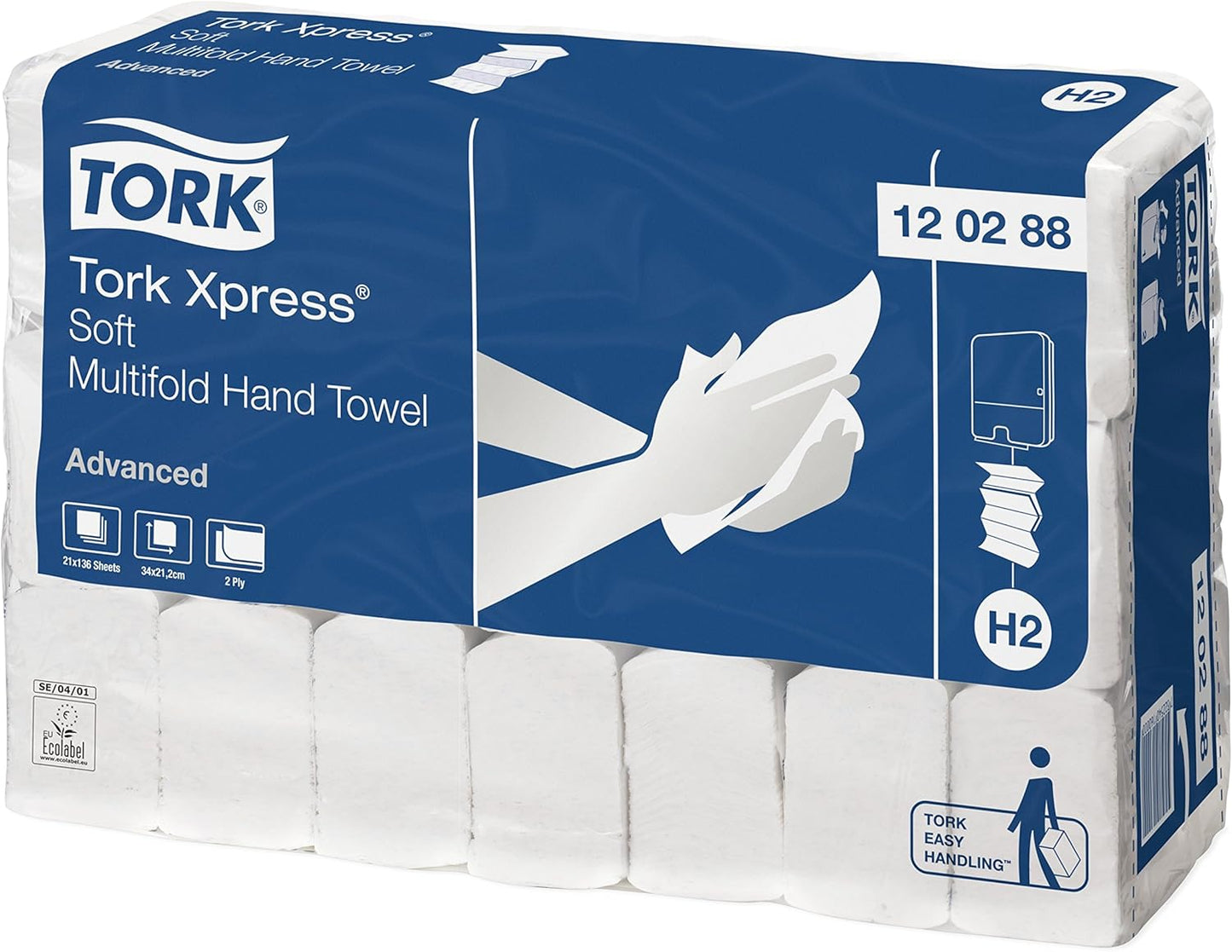 Tork 120288 Falthandtuch 2-lagig weiß – 21x136 Blatt H2-Spender