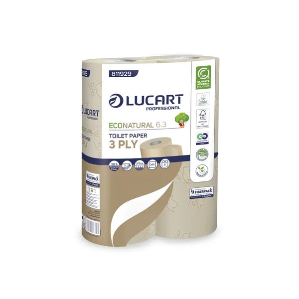 Lucart EcoNatural 6.3 Toilettenpapier 3-lagig 30 Rollen Recycling FSC