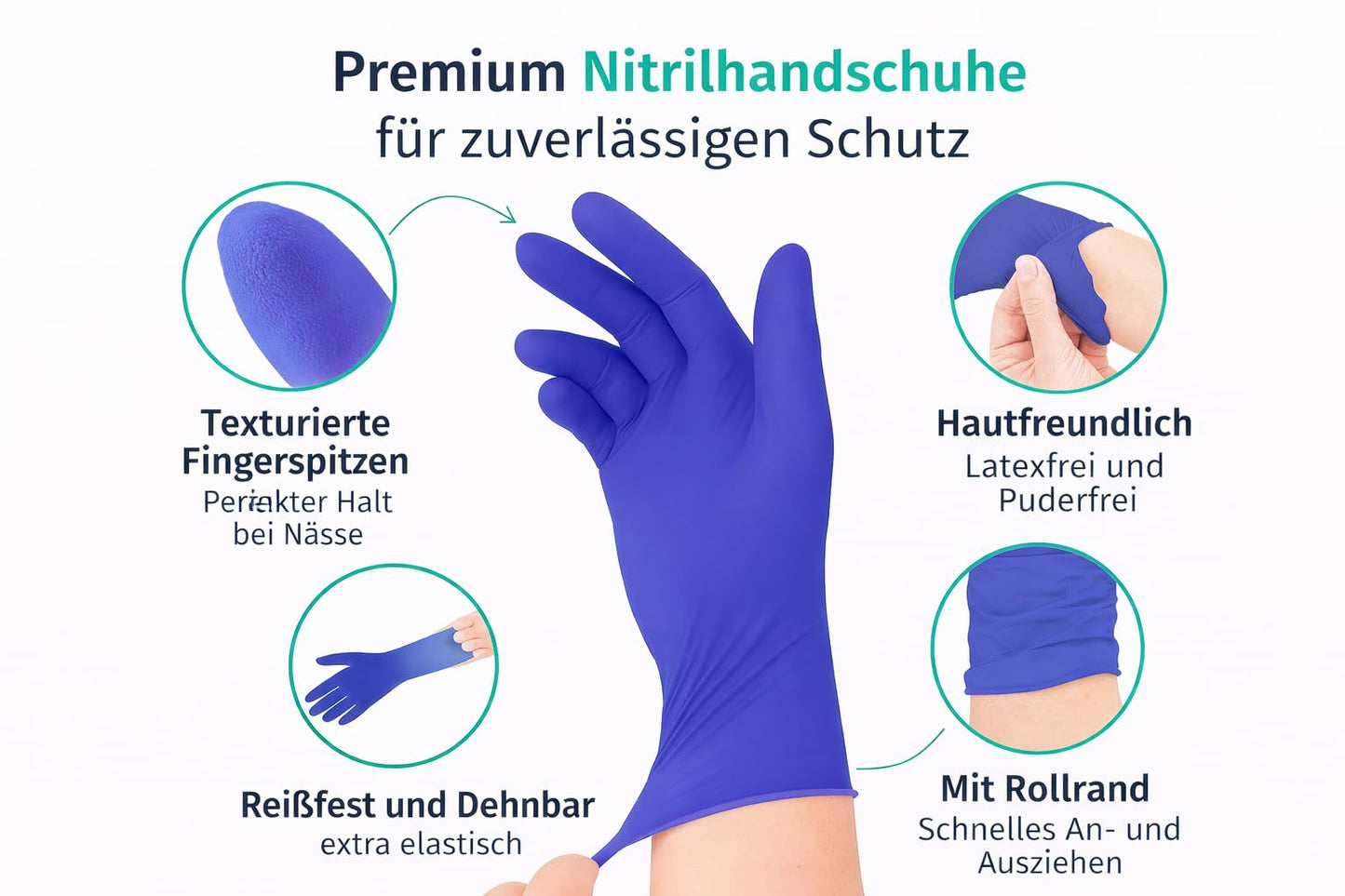 Nitrilhandschuhe blau puderfrei latexfrei – medizinische Einweghandschuhe