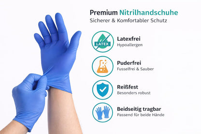 Nitrilhandschuhe blau puderfrei latexfrei – medizinische Einweghandschuhe