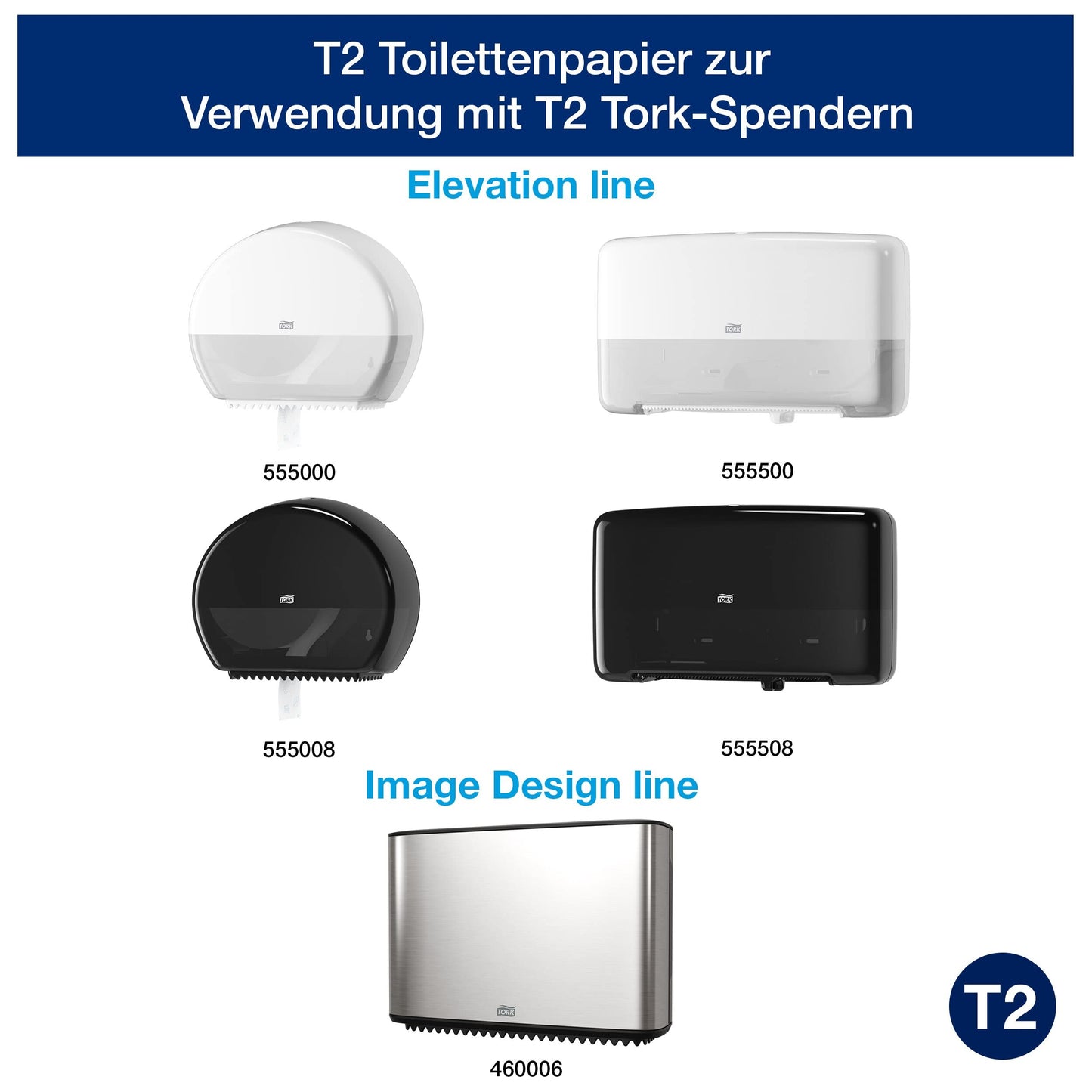 Tork 120280 Mini Jumbo Toilettenpapier 2-lagig – 12x850 Blatt T2-System