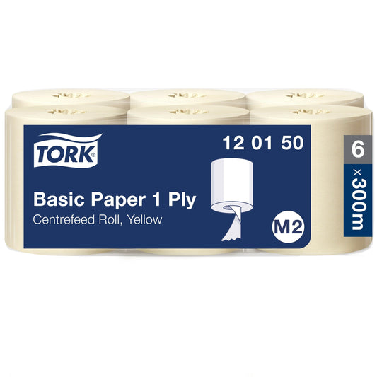 Tork 120150 Wischtücher M2 Innenabrollung gelb 1-lagig – 6x300m