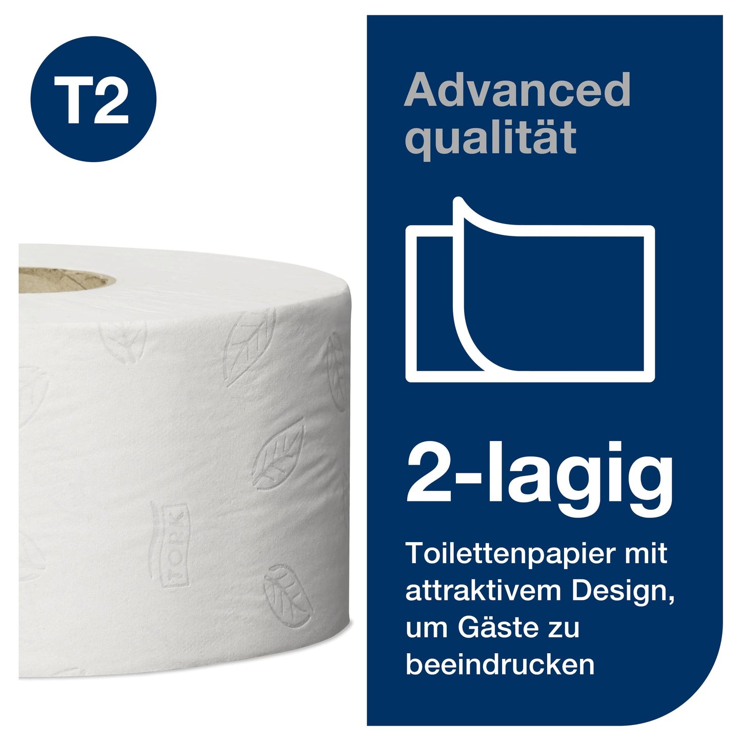 Tork 120280 Mini Jumbo Toilettenpapier 2-lagig – 12x850 Blatt T2-System