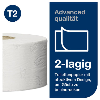 Tork 120280 Mini Jumbo Toilettenpapier 2-lagig – 12x850 Blatt T2-System