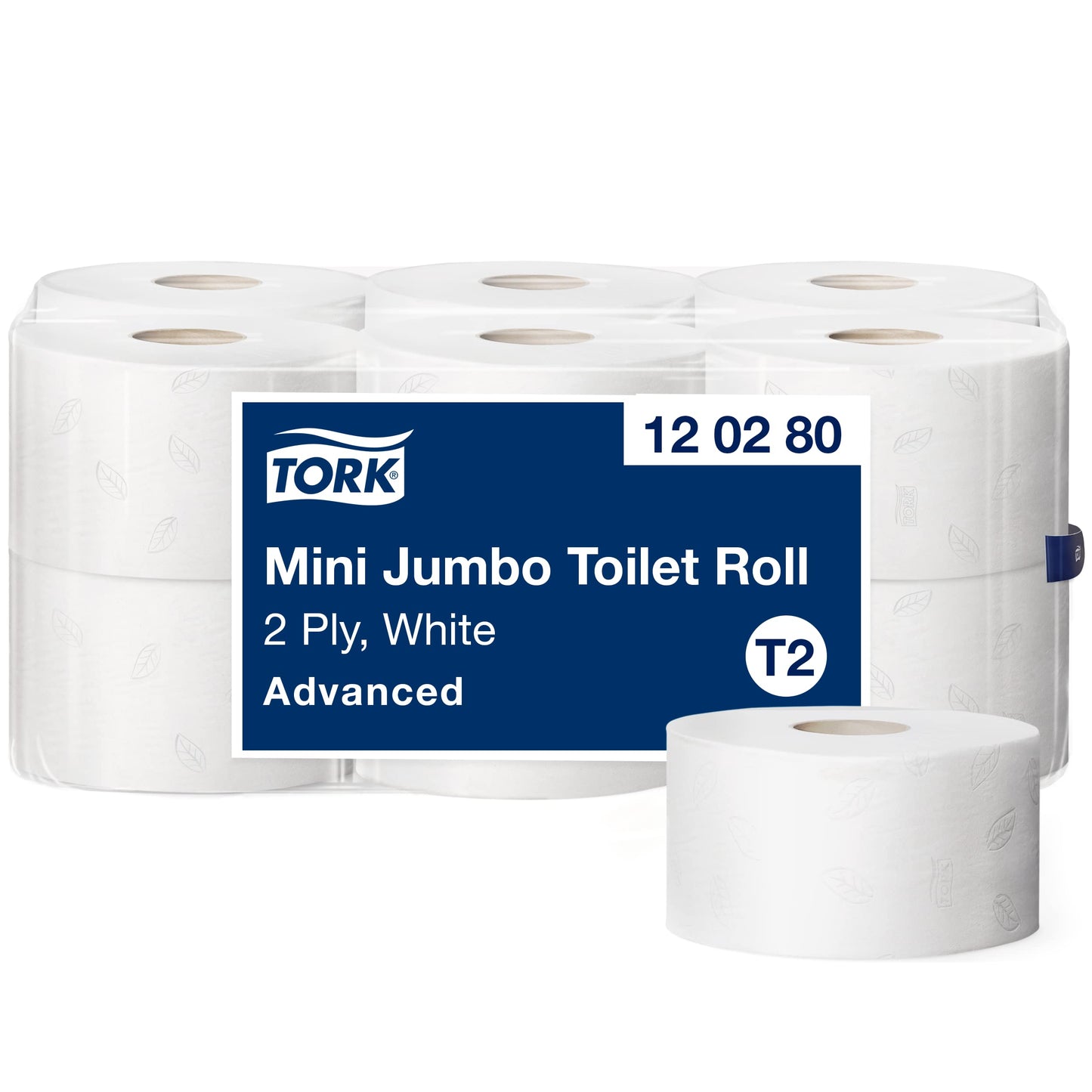 Tork 120280 Mini Jumbo Toilettenpapier 2-lagig – 12x850 Blatt T2-System