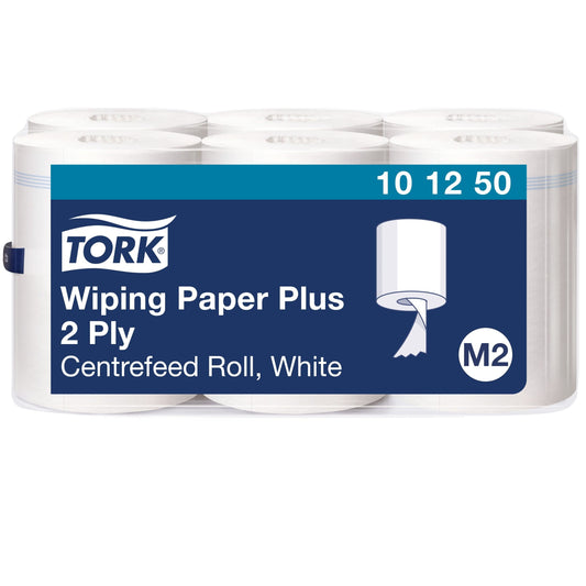 Tork 101250 Mehrzweck Wischtücher M2 Innenabrollung weiß – 6x457 Blatt