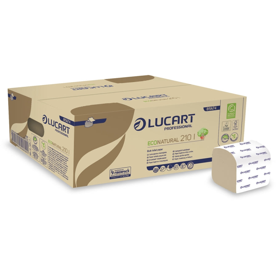 Lucart EcoNatural 210 Einzelblatt-Toilettenpapier 2-lagig Interfold 8400 Blatt
