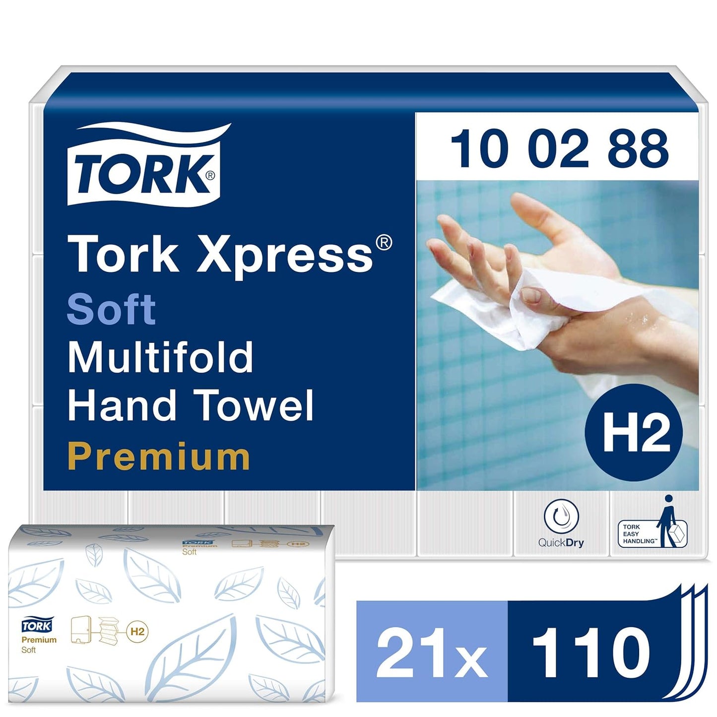 Tork 100288 Xpress Multifold Handtücher Premium 2-lagig – 21x110 H2