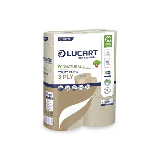 Lucart EcoNatural 6.3 Toilettenpapier 3-lagig 30 Rollen Recycling FSC