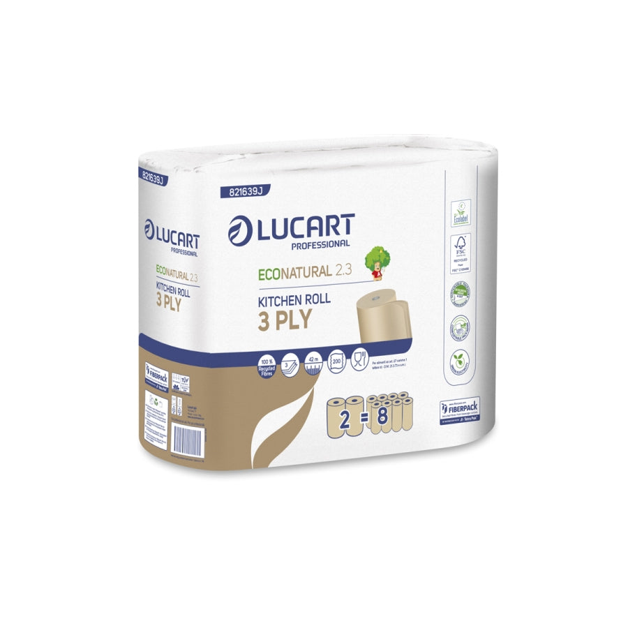 Lucart EcoNatural 2.3 Küchenrollen 2-lagig 24 Rollen EU Ecolabel FSC