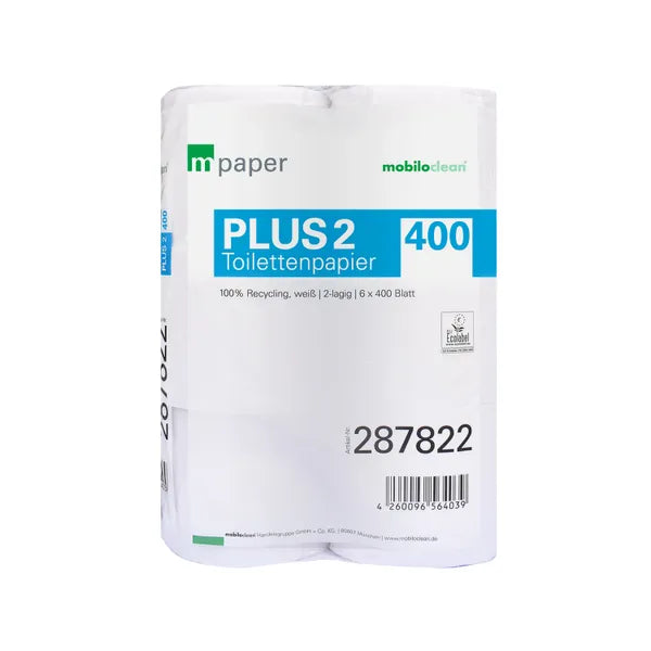 mpaper Toilettenpapier 2-lagig Recycling 9,4 x 11 cm, 5 x 6 rolls  400 Blatt